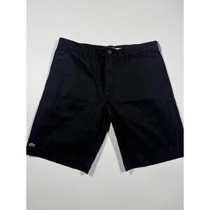 Lacoste Classic Fit Black Chino Shorts Mens US 34 Crocodile Logo